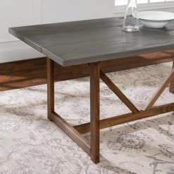 72 in. Grey/Brown Solid Wood Trestle Dining Table by Welwick Designs -Deals Welwick Designs Store grey brown welwick designs kitchen dining tables hd8512 fa 1000