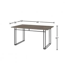 60 in. Grey Hickory Wood Veneer Contemporary Double Leg Dining Table by Welwick Designs -Deals Welwick Designs Store grey hickory welwick designs kitchen dining tables hd8843 40 1000