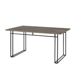 60 in. Grey Hickory Wood Veneer Contemporary Double Leg Dining Table by Welwick Designs