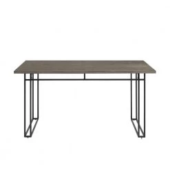 60 in. Grey Hickory Wood Veneer Contemporary Double Leg Dining Table by Welwick Designs -Deals Welwick Designs Store grey hickory welwick designs kitchen dining tables hd8843 66 1000