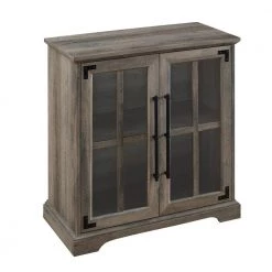 Grey Wash Wood and Glass Window Pane Rustic Farmhouse Accent Cabinet by Welwick Designs -Deals Welwick Designs Store grey wash welwick designs accent cabinets hd8992 66 1000