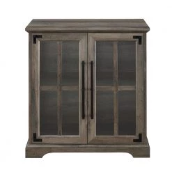 Grey Wash Wood and Glass Window Pane Rustic Farmhouse Accent Cabinet by Welwick Designs -Deals Welwick Designs Store grey wash welwick designs accent cabinets hd8992 77 1000