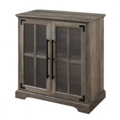 Grey Wash Wood and Glass Window Pane Rustic Farmhouse Accent Cabinet by Welwick Designs -Deals Welwick Designs Store grey wash welwick designs accent cabinets hd8992 a0 1000