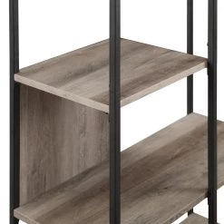 70 in. Grey Wash Wood and Metal Industrial 5-Shelf Accent Bookcase by Welwick Designs -Deals Welwick Designs Store grey wash welwick designs bookcases bookshelves hd9092 1d 1000
