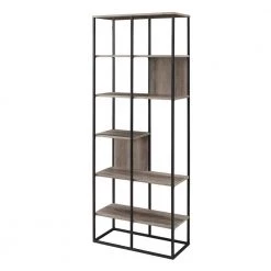 70 in. Grey Wash Wood and Metal Industrial 5-Shelf Accent Bookcase by Welwick Designs -Deals Welwick Designs Store grey wash welwick designs bookcases bookshelves hd9092 a0 1000