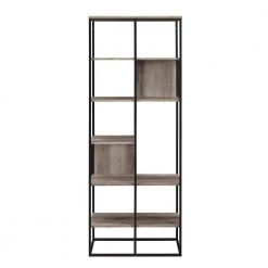 70 in. Grey Wash Wood and Metal Industrial 5-Shelf Accent Bookcase by Welwick Designs -Deals Welwick Designs Store grey wash welwick designs bookcases bookshelves hd9092 c3 1000