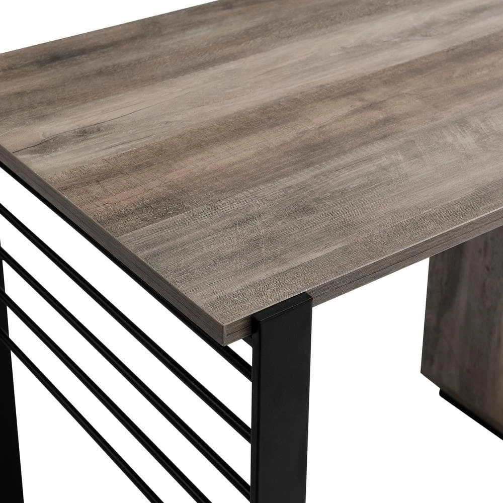 42 in. Rectangular Grey Wash Wood and Metal Modern 2 Drawer Reversible Computer Desk with Chalkboard Door by Welwick Designs 5 42 in. Rectangular Grey Wash Wood and Metal Modern 2 Drawer Reversible Computer Desk with Chalkboard Door by Welwick Designs - Image 5