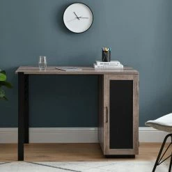 42 in. Rectangular Grey Wash Wood and Metal Modern 2 Drawer Reversible Computer Desk with Chalkboard Door by Welwick Designs 17 42 in. Rectangular Grey Wash Wood and Metal Modern 2 Drawer Reversible Computer Desk with Chalkboard Door by Welwick Designs -Deals Welwick Designs Store grey wash welwick designs computer desks hd9207 31 1000