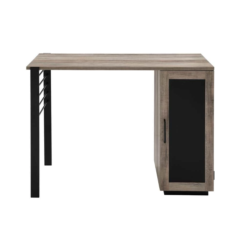 42 in. Rectangular Grey Wash Wood and Metal Modern 2 Drawer Reversible Computer Desk with Chalkboard Door by Welwick Designs 1 42 in. Rectangular Grey Wash Wood and Metal Modern 2 Drawer Reversible Computer Desk with Chalkboard Door by Welwick Designs