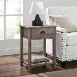 Grey Wash Country One-Drawer Side Table by Welwick Designs