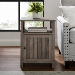 Grey Wash Modern End Table With Open Shelf and 1-Door by Welwick Designs -Deals Welwick Designs Store grey wash welwick designs end side tables hd8185 31 1000