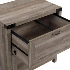 Grey Wash Wood and Metal Farmhouse 2-Drawer Bracket-Detail File Cabinet by Welwick Designs -Deals Welwick Designs Store grey wash welwick designs file cabinets hd9171 1d 1000