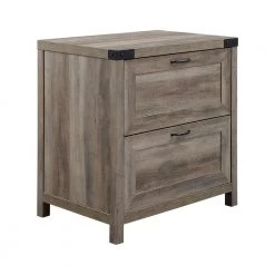 Grey Wash Wood and Metal Farmhouse 2-Drawer Bracket-Detail File Cabinet by Welwick Designs -Deals Welwick Designs Store grey wash welwick designs file cabinets hd9171 66 1000