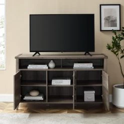 52 in. Grey Wash Composite TV Stand Fits TVs Up to 56 in. with Storage Doors by Welwick Designs -Deals Welwick Designs Store grey wash welwick designs tv stands hd8167 1d 1000