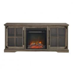 60 in. Gray Wash Composite TV Stand Fits TVs Up to 65 in. with Electric Fireplace by Welwick Designs -Deals Welwick Designs Store grey wash welwick designs tv stands hd8387 77 1000