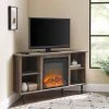 48 in. Grey Wash Wood Corner TV Stand Fits TVs up to 55 in. with Fireplace Insert by Welwick Designs