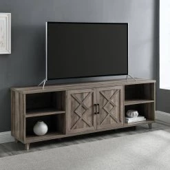 70 in. Grey Wash Wood Transitional 2-Door Helix TV Stand Fits TVs up to 80 in. by Welwick Designs -Deals Welwick Designs Store grey wash welwick designs tv stands hd9136 31 1000