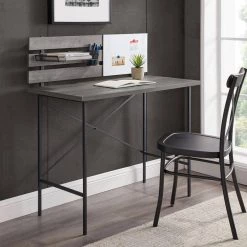 42 in. Rectangular Grey Wash Writing Desks with Storage by Welwick Designs