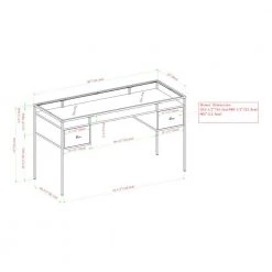 56 in. Grey Wash Rectangular 2 -Drawer Writing Desk with Glass Top by Welwick Designs -Deals Welwick Designs Store grey wash welwick designs writing desks hd8439 40 1000