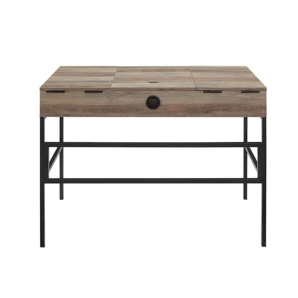 42 in. Rectangle Grey Wash Wood and Metal 1-Drawer Lift-Top Computer Desk with Media Stand by Welwick Designs 8 42 in. Rectangle Grey Wash Wood and Metal 1-Drawer Lift-Top Computer Desk with Media Stand by Welwick Designs - Image 8
