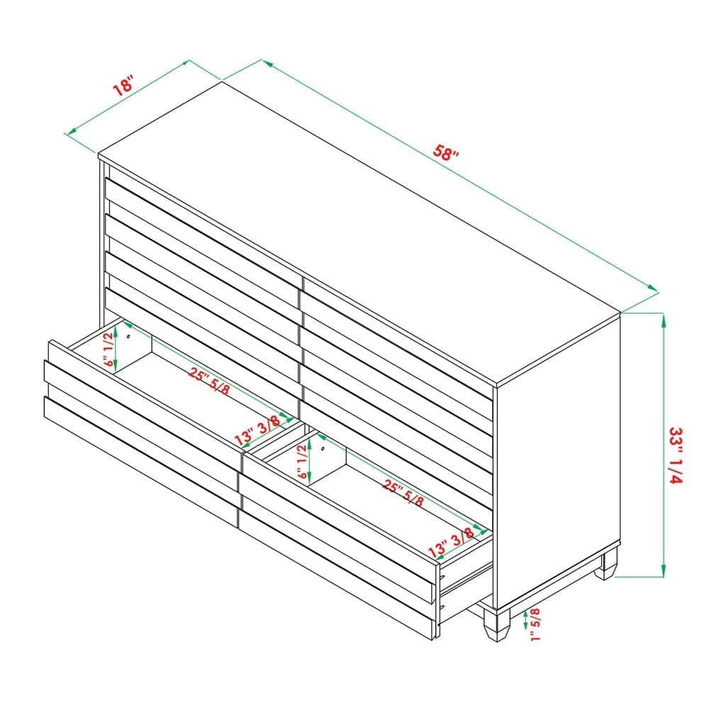 58 in W. 6 Drawer Grey Solid Wood Modern Panel Dresser by Welwick Designs 3 58 in W. 6 Drawer Grey Solid Wood Modern Panel Dresser by Welwick Designs - Image 3