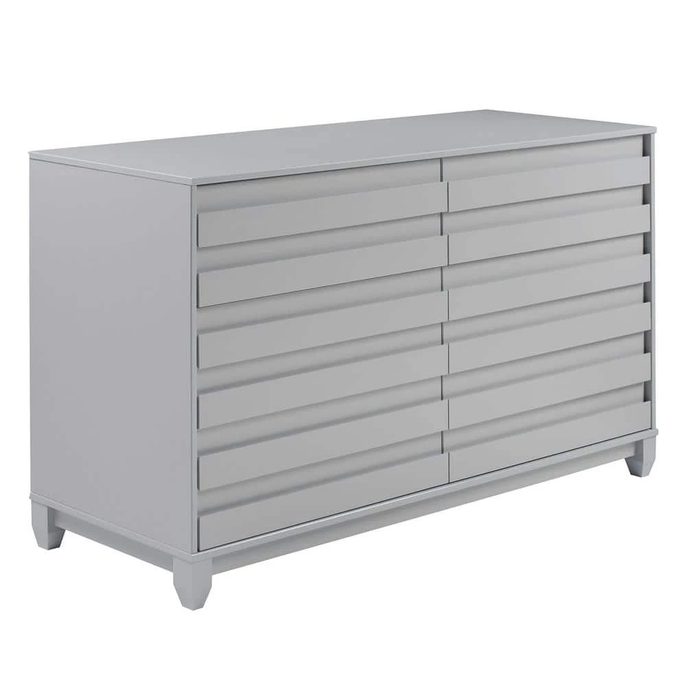 58 in W. 6 Drawer Grey Solid Wood Modern Panel Dresser by Welwick Designs 6 58 in W. 6 Drawer Grey Solid Wood Modern Panel Dresser by Welwick Designs - Image 6