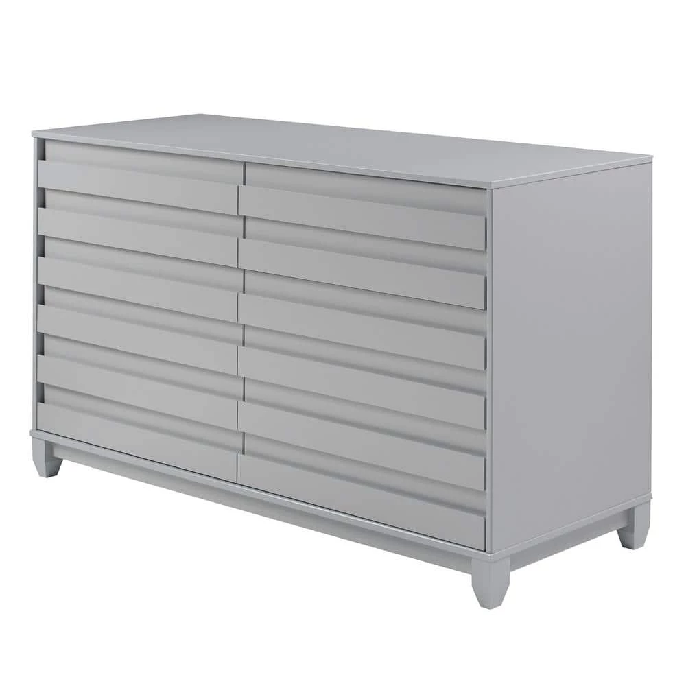 58 in W. 6 Drawer Grey Solid Wood Modern Panel Dresser by Welwick Designs 4 58 in W. 6 Drawer Grey Solid Wood Modern Panel Dresser by Welwick Designs - Image 4