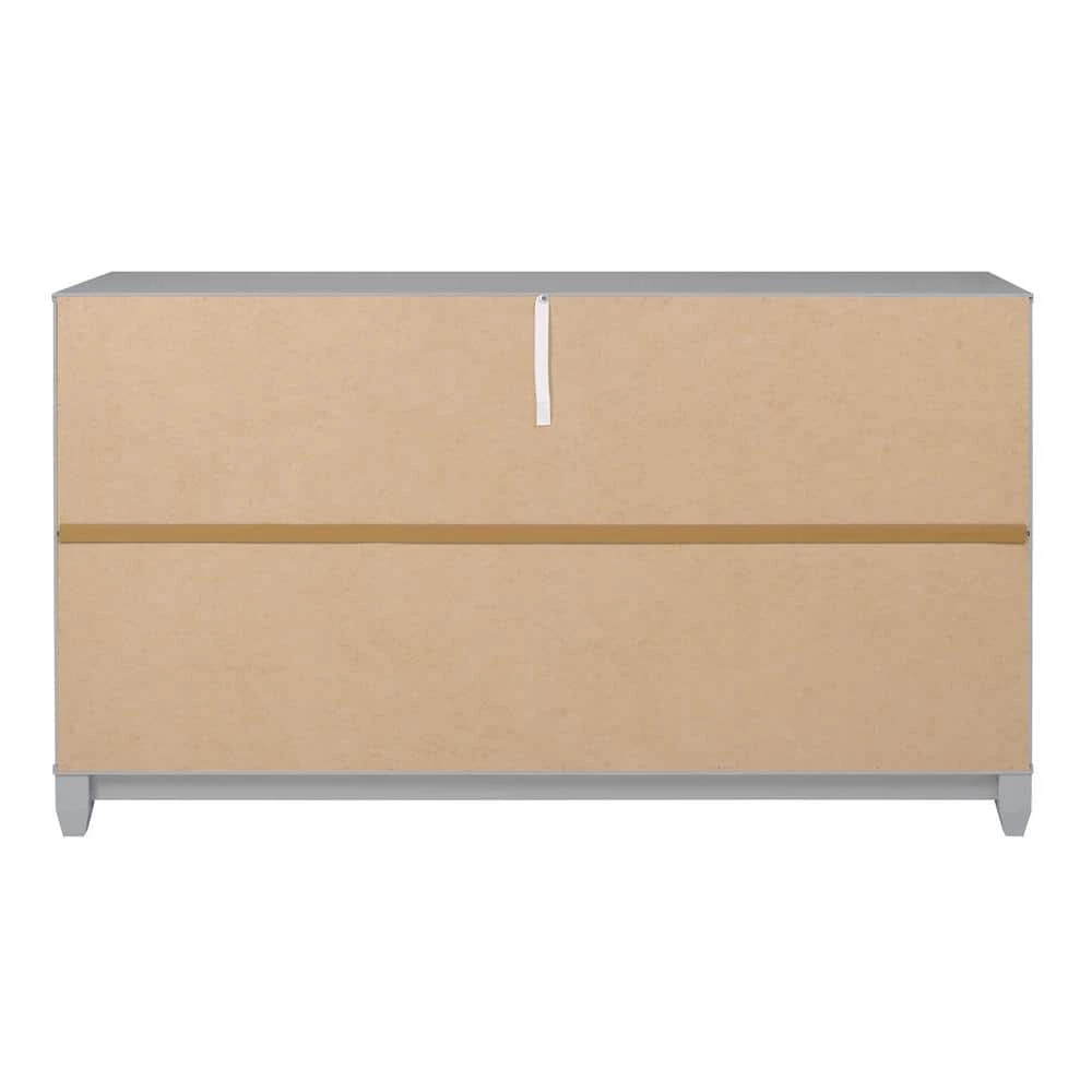 58 in W. 6 Drawer Grey Solid Wood Modern Panel Dresser by Welwick Designs 8 58 in W. 6 Drawer Grey Solid Wood Modern Panel Dresser by Welwick Designs - Image 8