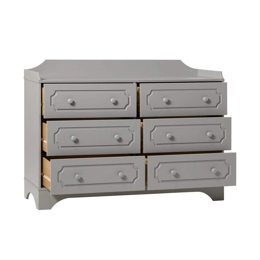 6-Drawer Grey Solid Wood Traditional Dresser by Welwick Designs 7 6-Drawer Grey Solid Wood Traditional Dresser by Welwick Designs - Image 7