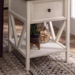 Grey and White Wash Solid Wood Table Set (3-Piece) by Welwick Designs -Deals Welwick Designs Store grey white wash welwick designs coffee tables hd8689 fa 1000