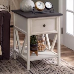 19" 1 Drawer Wood Side Table - Grey / White Wash by Welwick Designs -Deals Welwick Designs Store grey white wash welwick designs end side tables hd8442 31 1000
