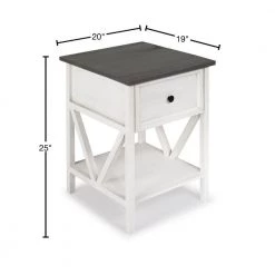 19" 1 Drawer Wood Side Table - Grey / White Wash by Welwick Designs -Deals Welwick Designs Store grey white wash welwick designs end side tables hd8442 40 1000