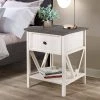 19" 1 Drawer Wood Side Table - Grey / White Wash by Welwick Designs