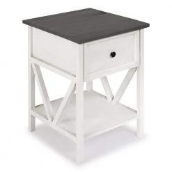 19" 1 Drawer Wood Side Table - Grey / White Wash by Welwick Designs -Deals Welwick Designs Store grey white wash welwick designs end side tables hd8442 a0 1000