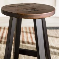 24 in. Mahogany/Black Backless Solid Wood Frame Rustic Counter Height Bar Stool by Welwick Designs -Deals Welwick Designs Store mahogany black welwick designs bar stools hd9408 1f 1000
