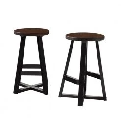 24 in. Mahogany/Black Backless Solid Wood Frame Rustic Counter Height Bar Stool by Welwick Designs -Deals Welwick Designs Store mahogany black welwick designs bar stools hd9408 40 1000
