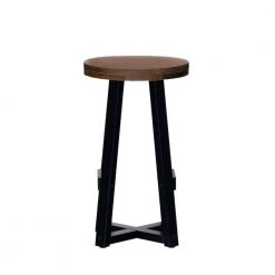 24 in. Mahogany/Black Backless Solid Wood Frame Rustic Counter Height Bar Stool by Welwick Designs