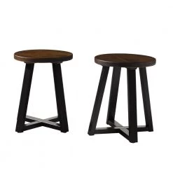 18 in. Mahogany/Black Backless Solid Wood Frame Rustic Dining Stool by Welwick Designs -Deals Welwick Designs Store mahogany black welwick designs bar stools hd9412 40 1000