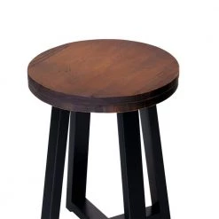 18 in. Mahogany/Black Backless Solid Wood Frame Rustic Dining Stool by Welwick Designs -Deals Welwick Designs Store mahogany black welwick designs bar stools hd9412 4f 1000