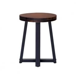 18 in. Mahogany/Black Backless Solid Wood Frame Rustic Dining Stool by Welwick Designs