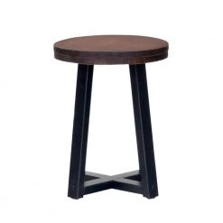 18 in. Mahogany/Black Backless Solid Wood Frame Rustic Dining Stool by Welwick Designs -Deals Welwick Designs Store mahogany black welwick designs bar stools hd9412 66 1000