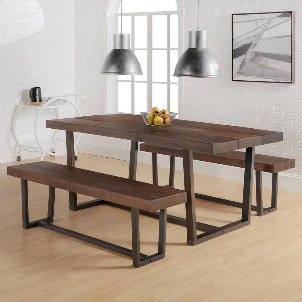 3-Piece Mahogany/Black Farmhouse Dining Set Seats 4 by Welwick Designs 11 3-Piece Mahogany/Black Farmhouse Dining Set Seats 4 by Welwick Designs - Image 11