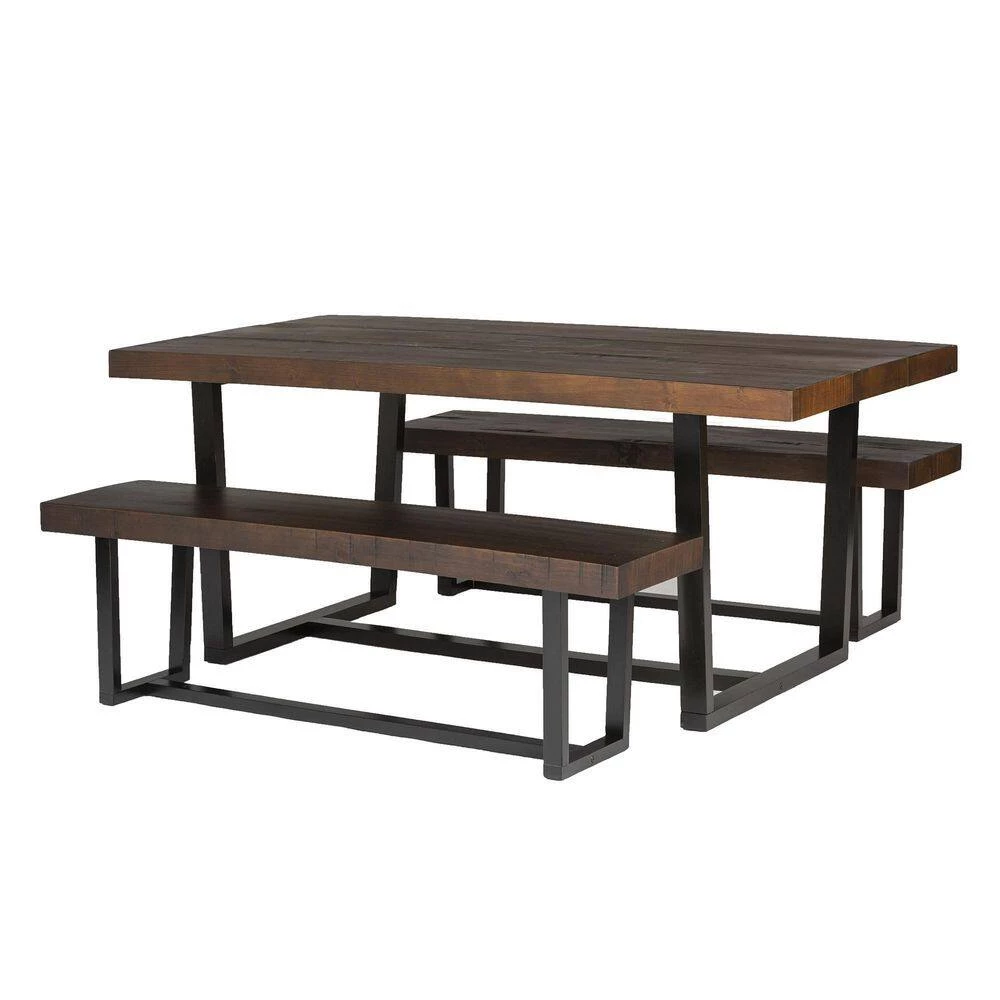 3-Piece Mahogany/Black Farmhouse Dining Set Seats 4 by Welwick Designs 3 3-Piece Mahogany/Black Farmhouse Dining Set Seats 4 by Welwick Designs - Image 3