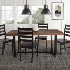 5-Piece Mahogany/Black Farmhouse Dining Set Seats 4 by Welwick Designs 19 5-Piece Mahogany/Black Farmhouse Dining Set Seats 4 by Welwick Designs -Deals Welwick Designs Store mahogany black welwick designs dining room sets hd9417 31 1000