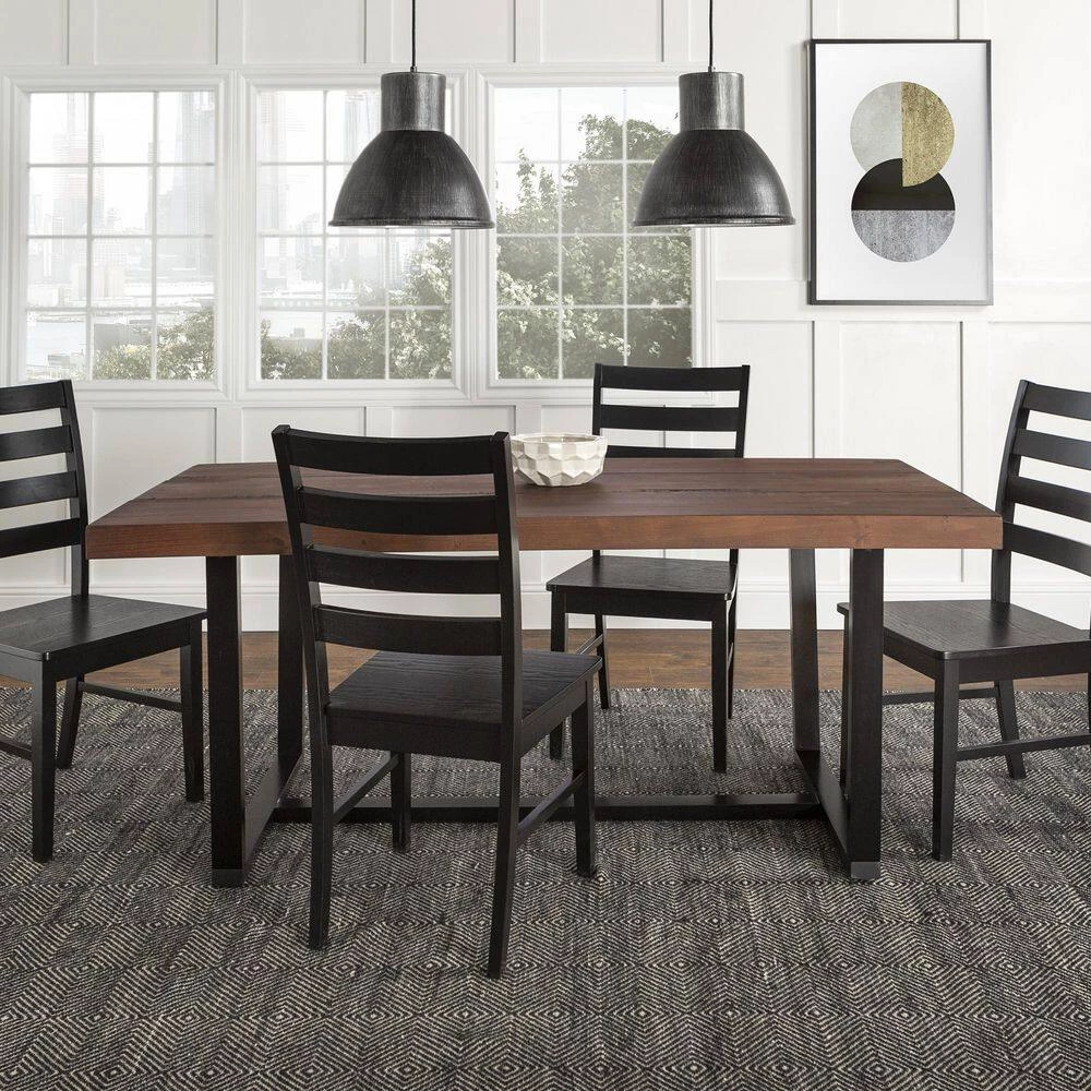 5-Piece Mahogany/Black Farmhouse Dining Set Seats 4 by Welwick Designs 10 5-Piece Mahogany/Black Farmhouse Dining Set Seats 4 by Welwick Designs - Image 10