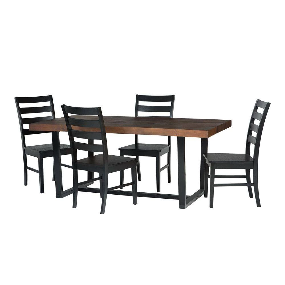 5-Piece Mahogany/Black Farmhouse Dining Set Seats 4 by Welwick Designs 4 5-Piece Mahogany/Black Farmhouse Dining Set Seats 4 by Welwick Designs - Image 4