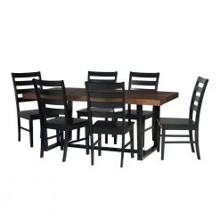 7-Piece Mahogany/Black Farmhouse Dining Set Seats 6 by Welwick Designs -Deals Welwick Designs Store mahogany black welwick designs dining room sets hd9421 40 1000