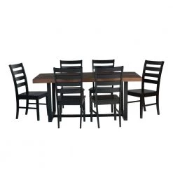 7-Piece Mahogany/Black Farmhouse Dining Set Seats 6 by Welwick Designs -Deals Welwick Designs Store mahogany black welwick designs dining room sets hd9421 c3 1000