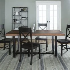 5-Piece Meridian Mahogany/Black Farmhouse Dining Set Seats 4 by Welwick Designs -Deals Welwick Designs Store mahogany black welwick designs dining room sets hd9423 31 1000