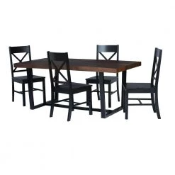 5-Piece Meridian Mahogany/Black Farmhouse Dining Set Seats 4 by Welwick Designs -Deals Welwick Designs Store mahogany black welwick designs dining room sets hd9423 40 1000
